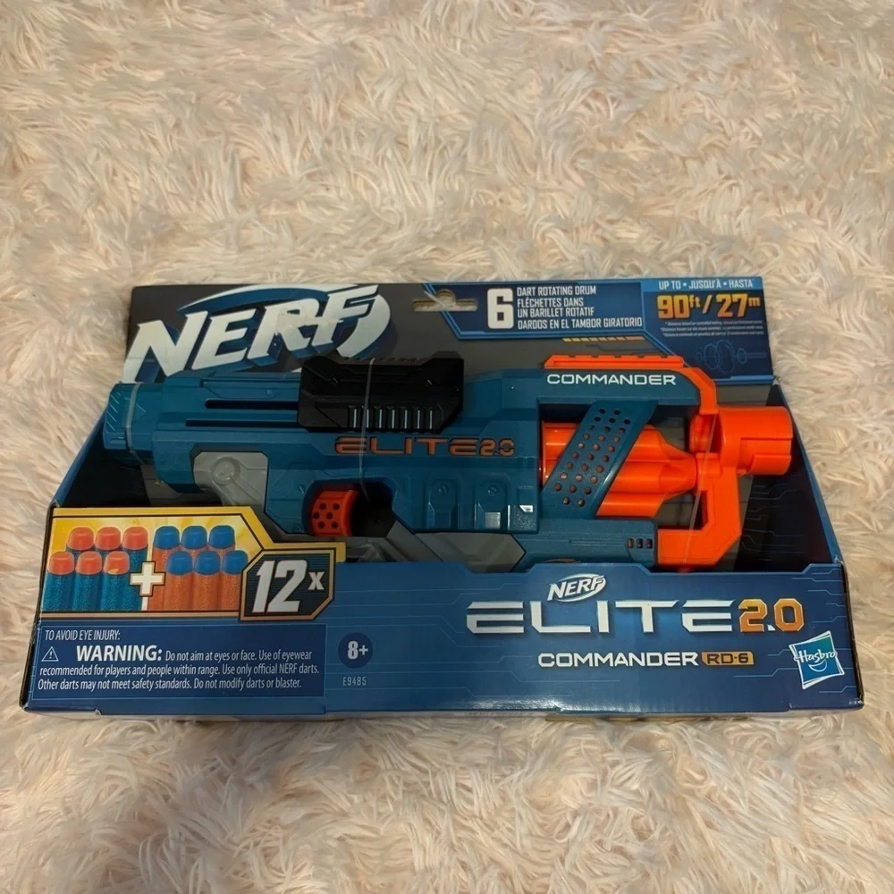 NERF Elite 2.0 Commander RD-6 Blaster - Blue and Orange Dart Gun Toy NEW